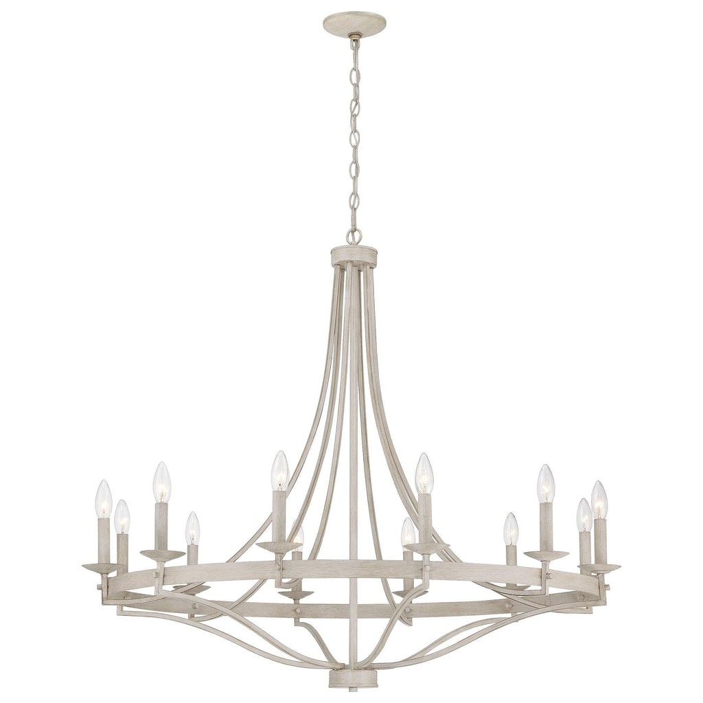Lustre Fidenza à 12 lumières, style Empire, style ferme moderne, avec roue de chariot et UL - D40'' * H135''