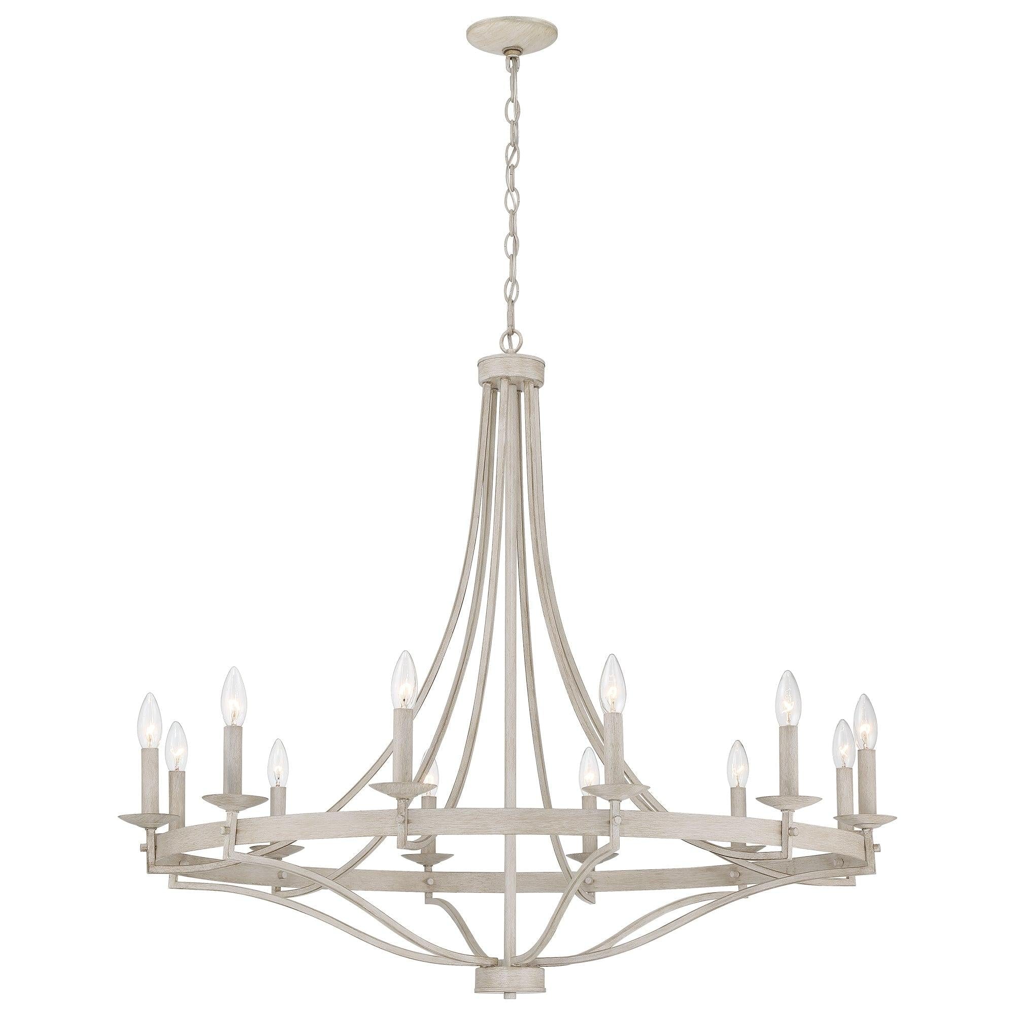 Lustre Fidenza à 12 lumières, style Empire, style ferme moderne, avec roue de chariot et UL - D40'' * H135''