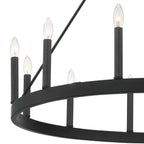 Lustre Acroma Farmhouse à 12 lumières, 40 po, en forme de roue de chariot, certifié UL - 40 po P x 138 po H