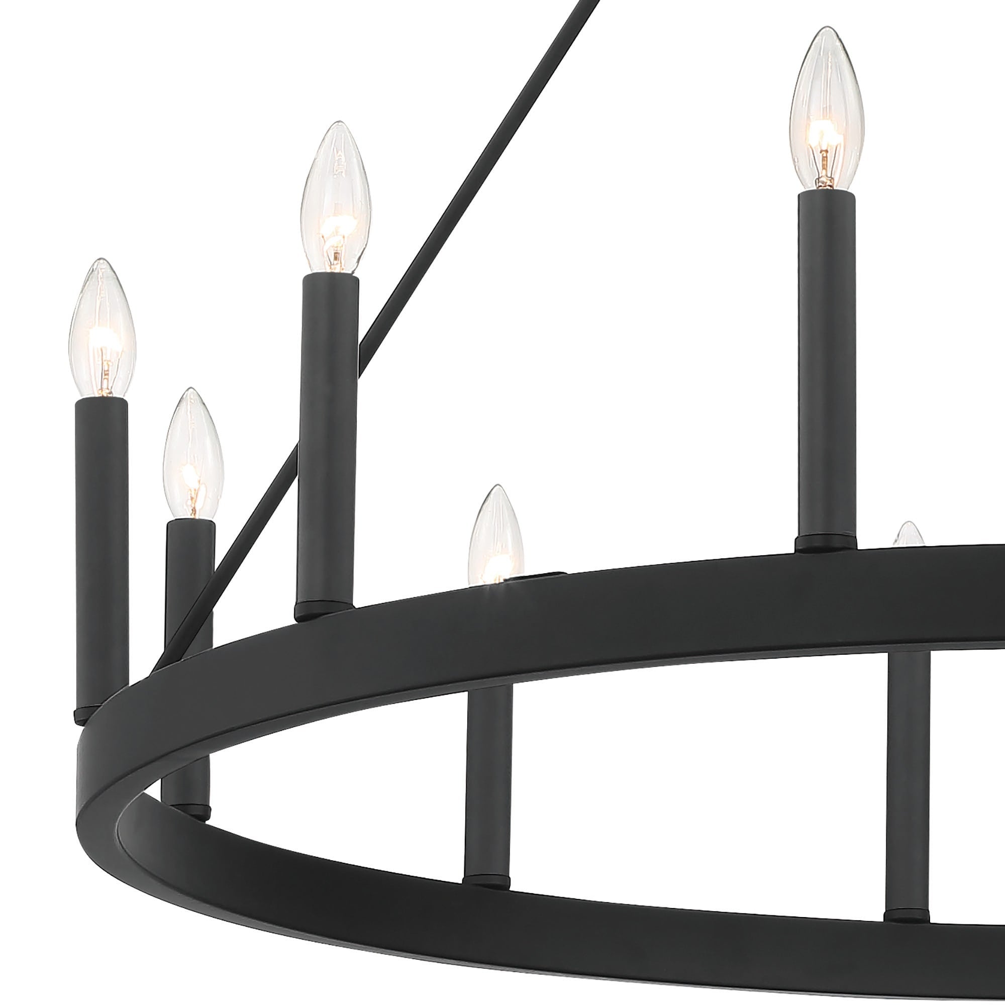 Lustre Acroma Farmhouse à 12 lumières, 40 po, en forme de roue de chariot, certifié UL - 40 po P x 138 po H