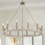 Lustre Acroma Farmhouse à 12 lumières, 40 po, en forme de roue de chariot, certifié UL - 40 po P x 138 po H