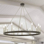 Lustre Acroma Farmhouse à 12 lumières, 40 po, en forme de roue de chariot, certifié UL - 40 po P x 138 po H