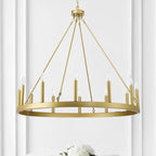 Lustre Acroma Farmhouse à 12 lumières, 40 po, en forme de roue de chariot, certifié UL - 40 po P x 138 po H