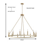 Lustre Acroma Farmhouse à 12 lumières, 40 po, en forme de roue de chariot, certifié UL - 40 po P x 138 po H