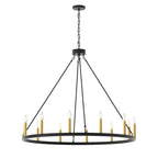 Lustre Acroma Farmhouse à 12 lumières, 40 po, en forme de roue de chariot, certifié UL - 40 po P x 138 po H