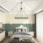 Lustre Acroma Farmhouse à 12 lumières, 40 po, en forme de roue de chariot, certifié UL - 40 po P x 138 po H