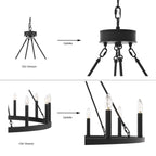 Lustre Acroma Farmhouse à 12 lumières, 40 po, en forme de roue de chariot, certifié UL - 40 po P x 138 po H
