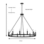 Lustre Acroma Farmhouse à 12 lumières, 40 po, en forme de roue de chariot, certifié UL - 40 po P x 138 po H