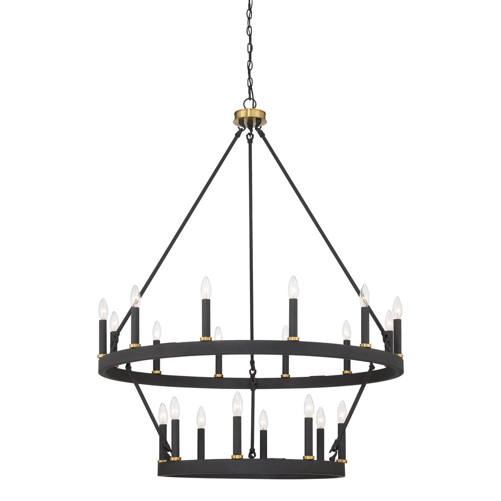 Lustre rond en forme de roue de chariot de style ferme moderne Acroma à 20 lumières de 40 po avec certification UL