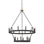 Lustre rond en forme de roue de chariot de style ferme moderne Acroma à 20 lumières de 40 po avec certification UL