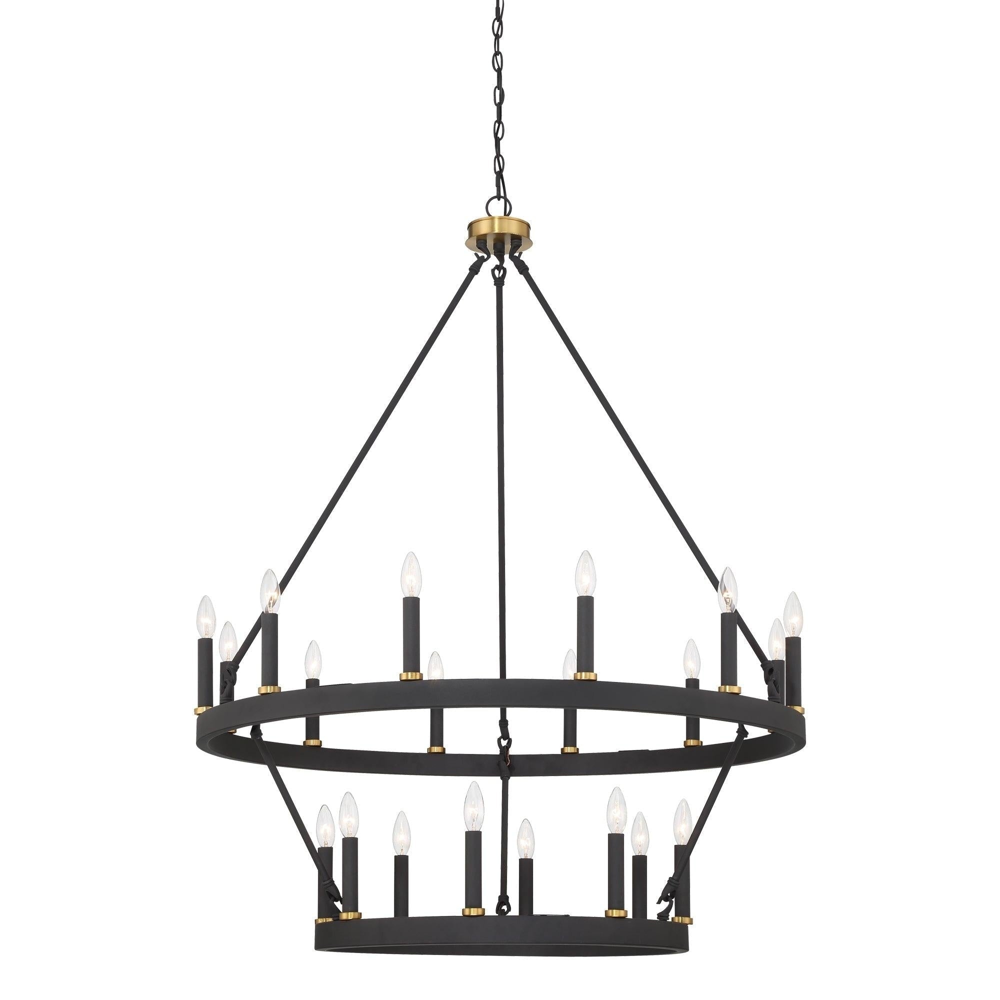 Lustre rond en forme de roue de chariot de style ferme moderne Acroma à 20 lumières de 40 po avec certification UL
