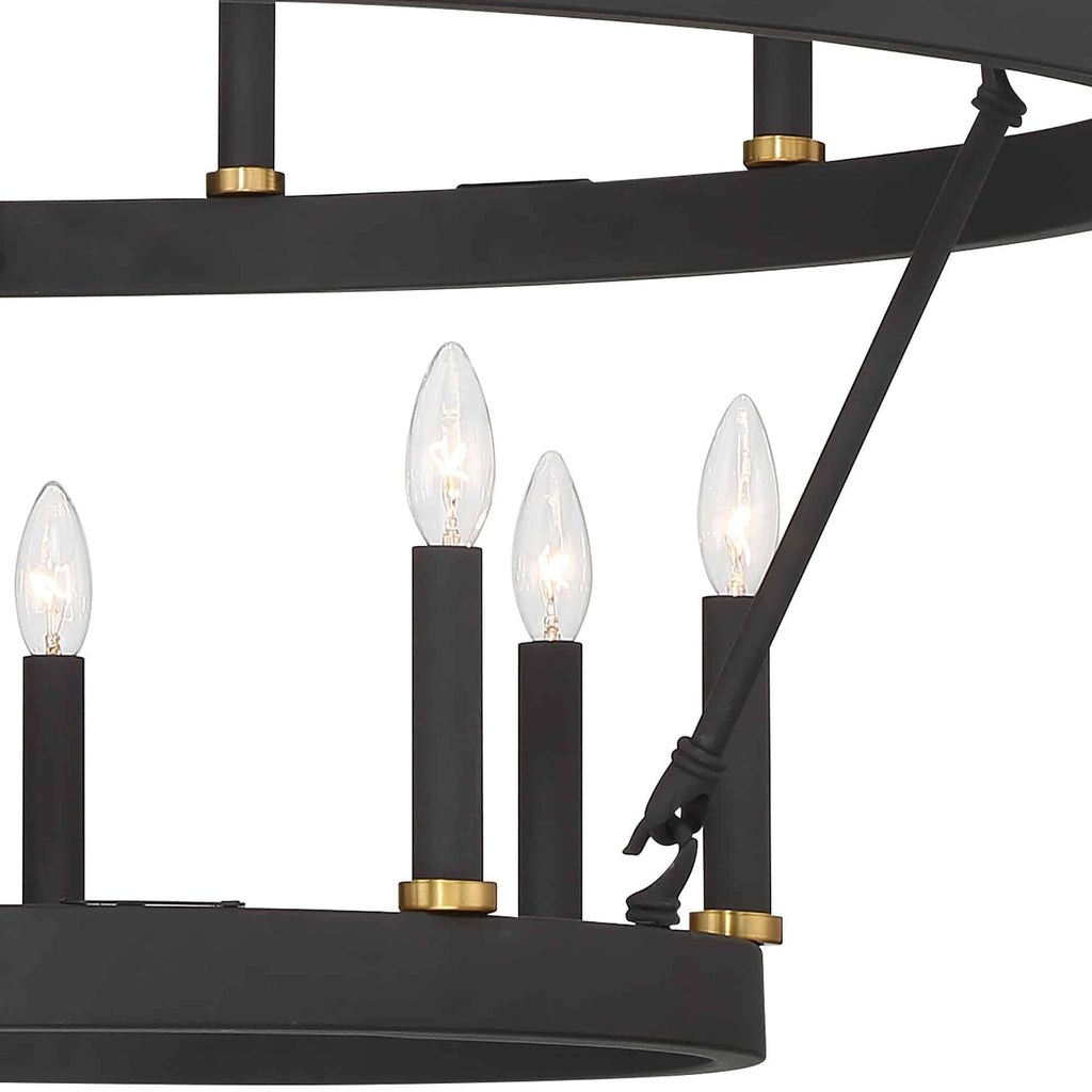 Lustre rond en forme de roue de chariot de style ferme moderne Acroma à 20 lumières de 40 po avec certification UL