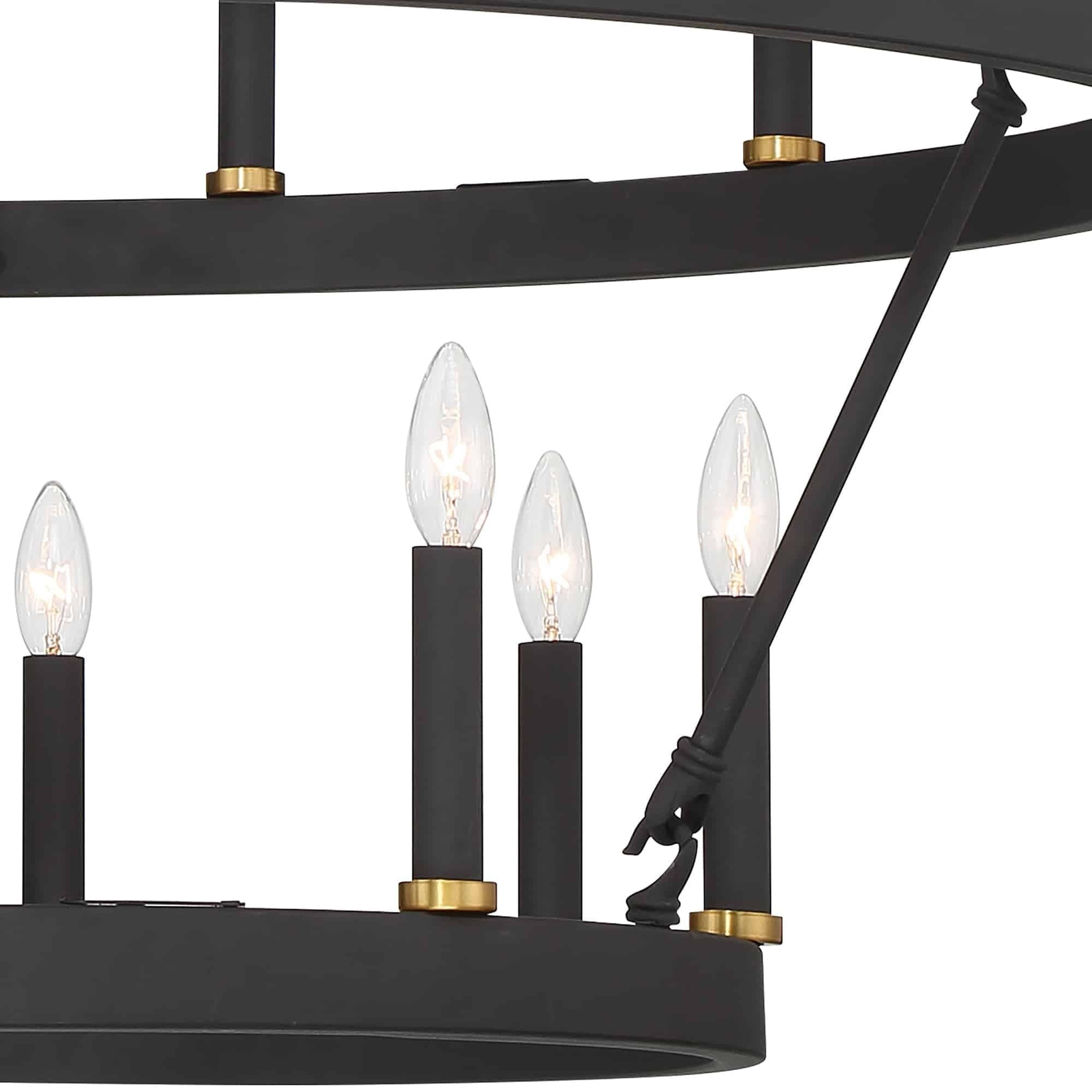 Lustre rond en forme de roue de chariot de style ferme moderne Acroma à 20 lumières de 40 po avec certification UL