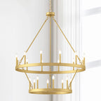 Lustre rond en forme de roue de chariot de style ferme moderne Acroma à 20 lumières de 40 po avec certification UL