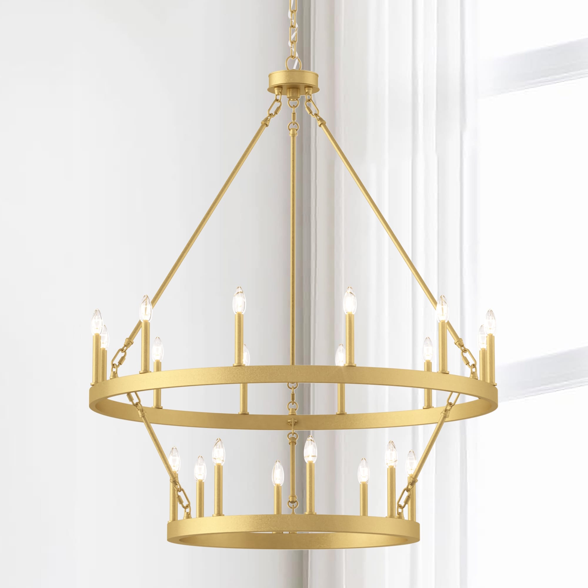 Lustre rond en forme de roue de chariot de style ferme moderne Acroma à 20 lumières de 40 po avec certification UL