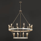 Lustre rond en forme de roue de chariot de style ferme moderne Acroma à 20 lumières de 40 po avec certification UL