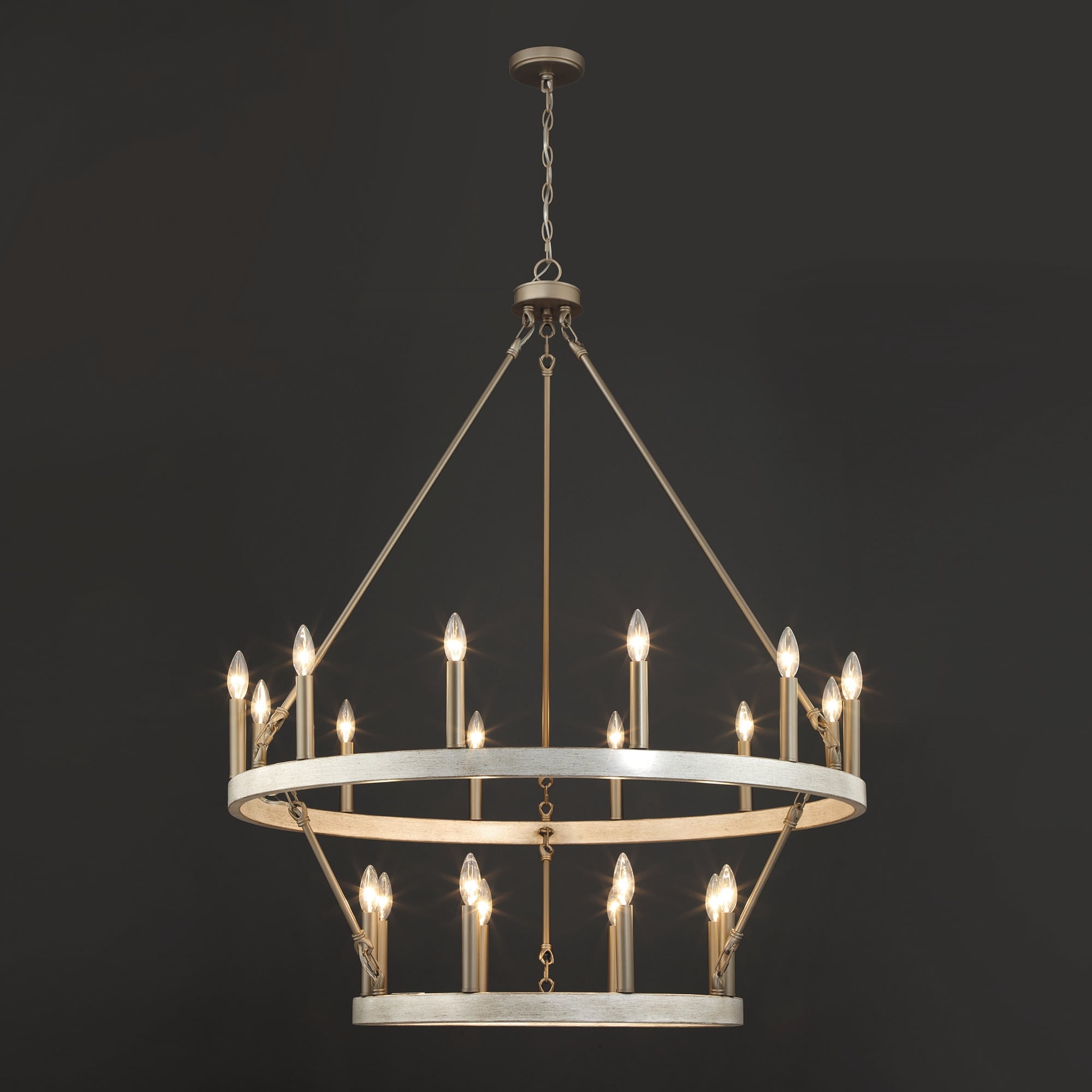 Lustre rond en forme de roue de chariot de style ferme moderne Acroma à 20 lumières de 40 po avec certification UL