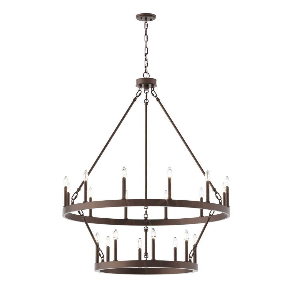 Lustre rond en forme de roue de chariot de style ferme moderne Acroma à 20 lumières de 40 po avec certification UL