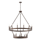 Lustre rond en forme de roue de chariot de style ferme moderne Acroma à 20 lumières de 40 po avec certification UL