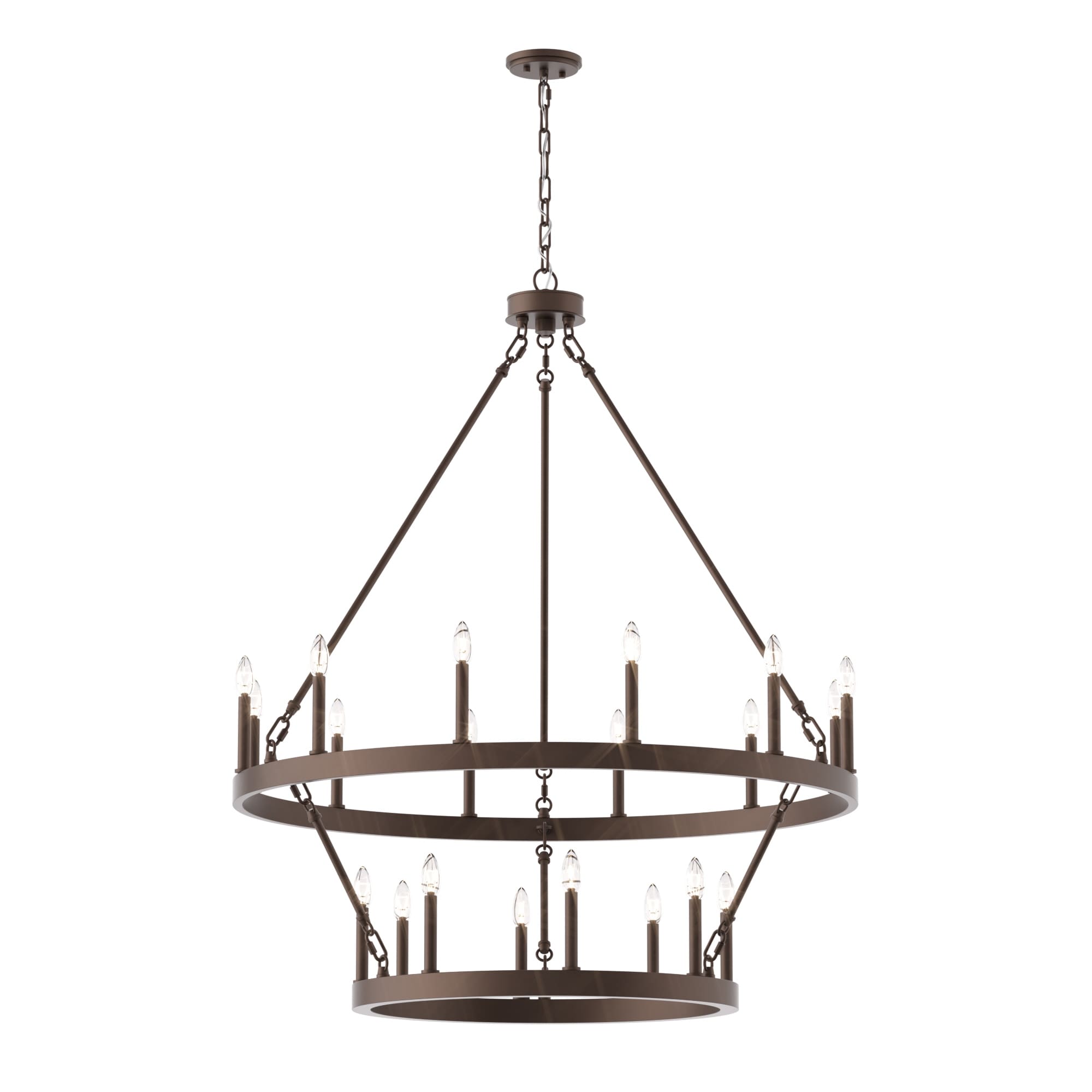 Lustre rond en forme de roue de chariot de style ferme moderne Acroma à 20 lumières de 40 po avec certification UL