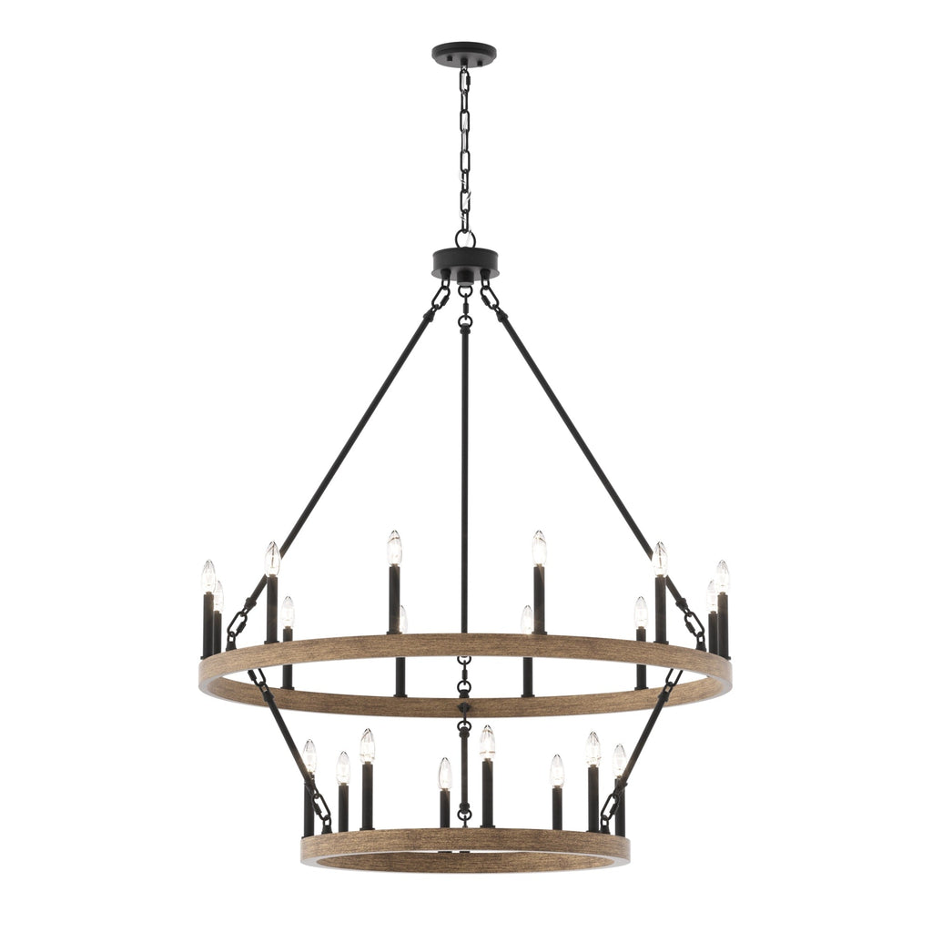 Lustre rond en forme de roue de chariot de style ferme moderne Acroma à 20 lumières de 40 po avec certification UL