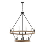 Lustre rond en forme de roue de chariot de style ferme moderne Acroma à 20 lumières de 40 po avec certification UL