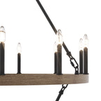 Lustre rond en forme de roue de chariot de style ferme moderne Acroma à 20 lumières de 40 po avec certification UL
