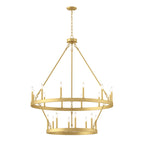 Lustre rond en forme de roue de chariot de style ferme moderne Acroma à 20 lumières de 40 po avec certification UL