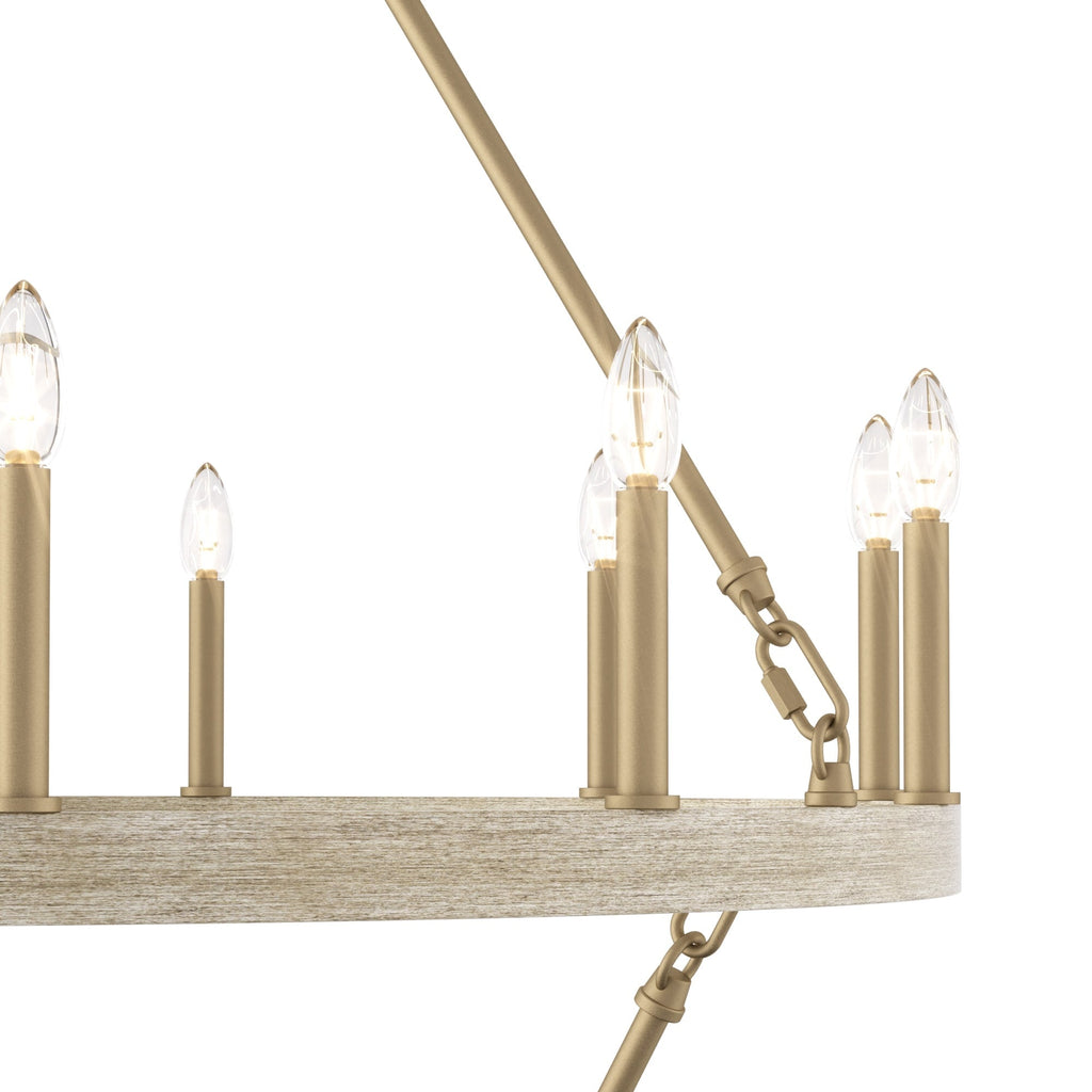 Lustre rond en forme de roue de chariot de style ferme moderne Acroma à 20 lumières de 40 po avec certification UL