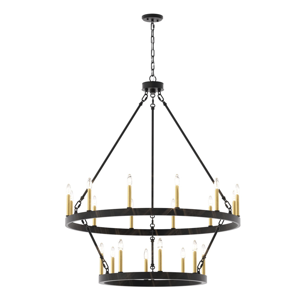 Lustre rond en forme de roue de chariot de style ferme moderne Acroma à 20 lumières de 40 po avec certification UL