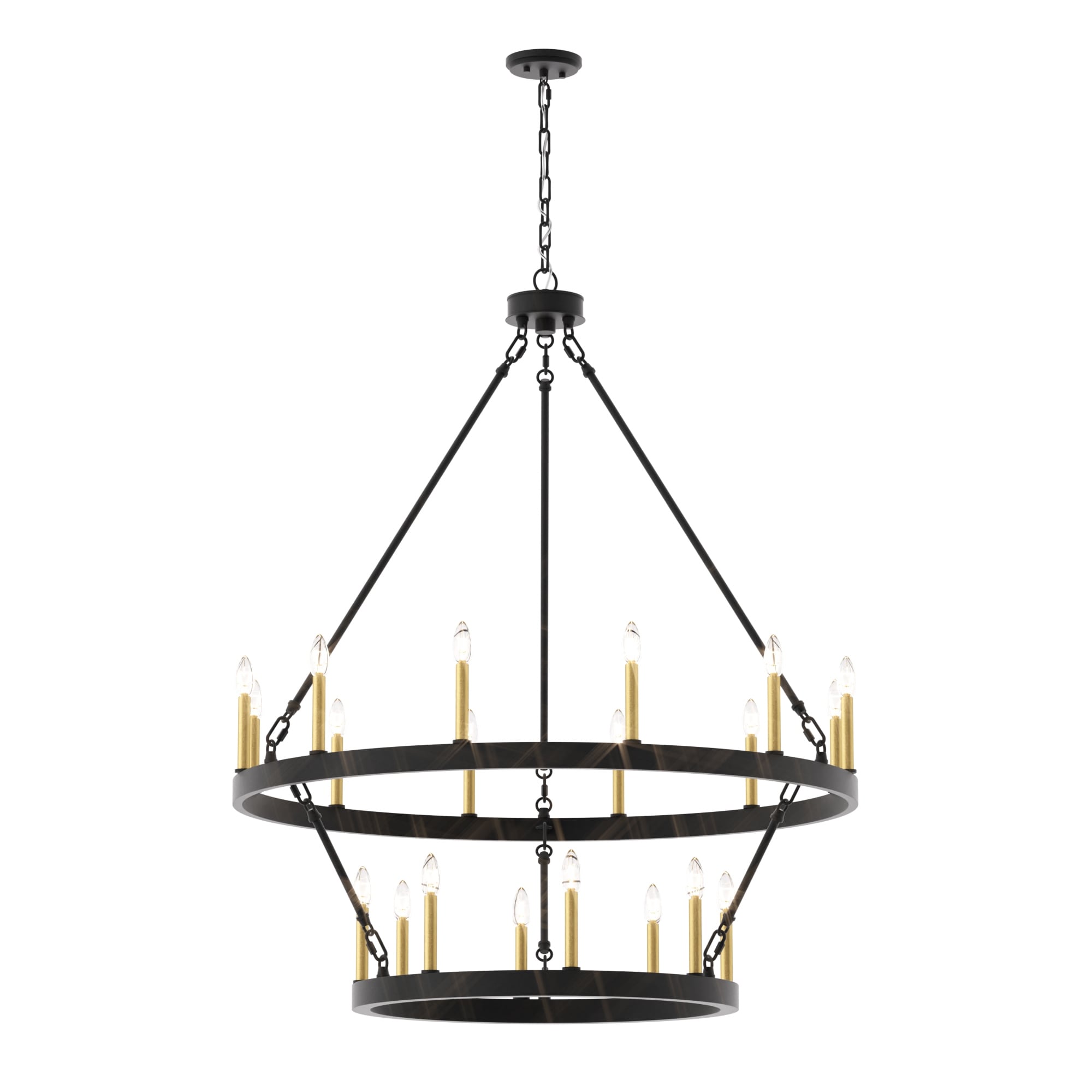 Lustre rond en forme de roue de chariot de style ferme moderne Acroma à 20 lumières de 40 po avec certification UL