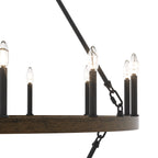 Lustre rond en forme de roue de chariot de style ferme moderne Acroma à 20 lumières de 40 po avec certification UL