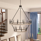 Lustre rond en forme de roue de chariot de style ferme moderne Acroma à 20 lumières de 40 po avec certification UL