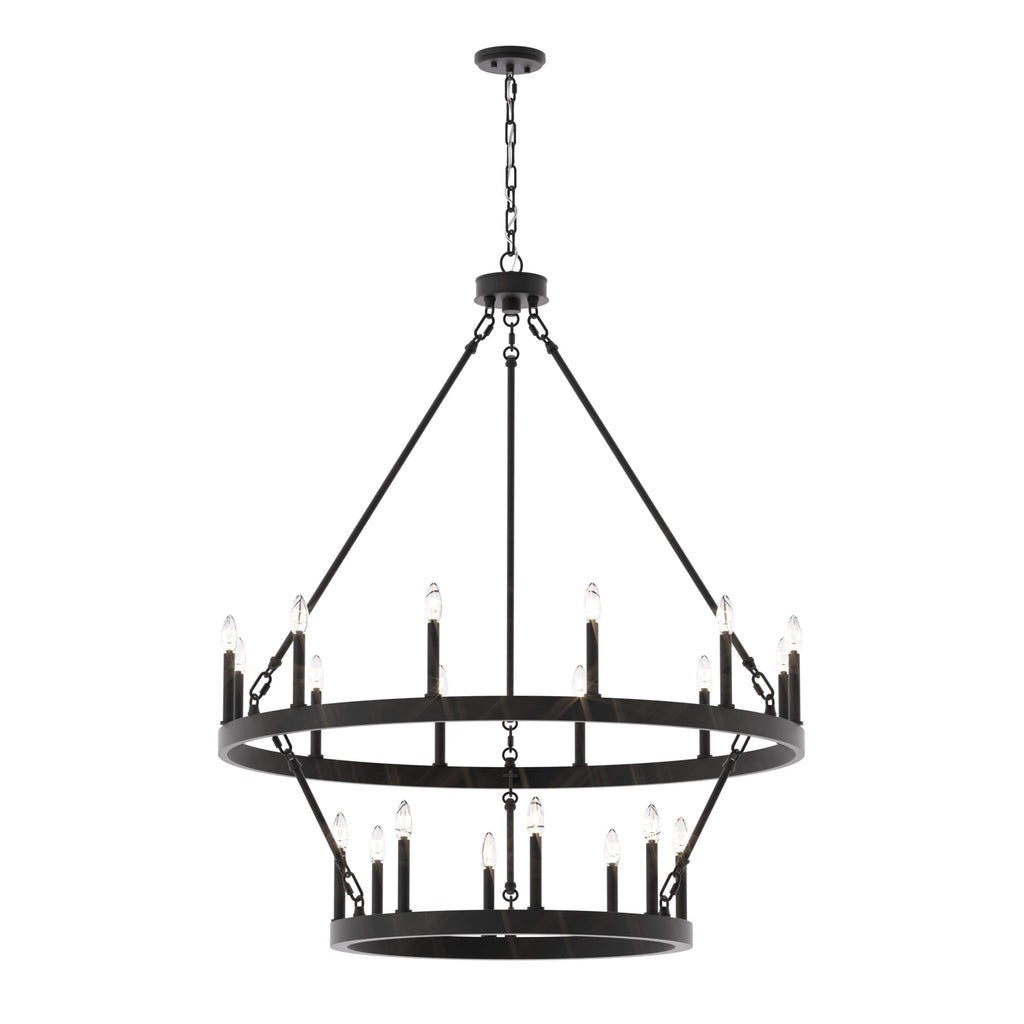 Lustre rond en forme de roue de chariot de style ferme moderne Acroma à 20 lumières de 40 po avec certification UL