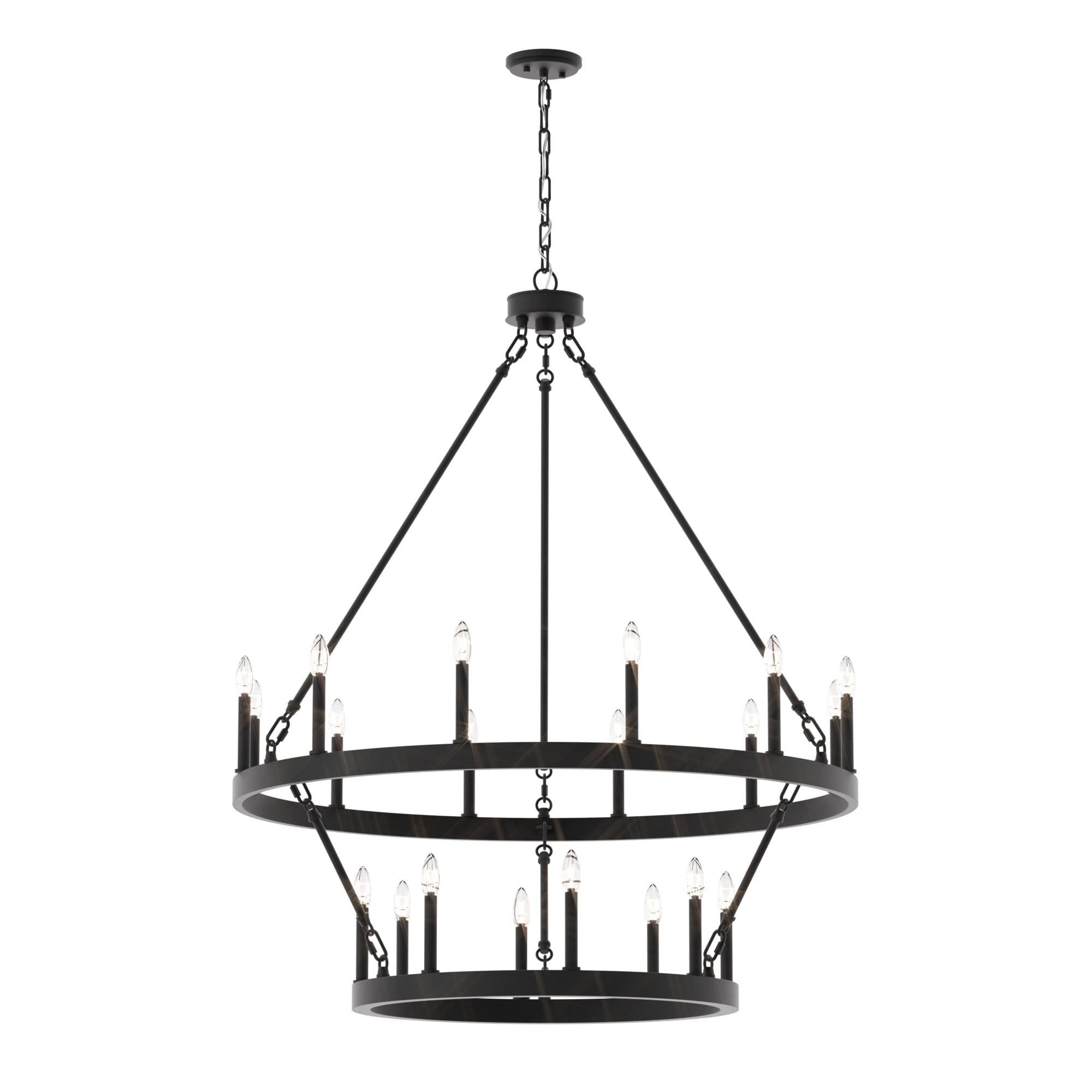 Lustre rond en forme de roue de chariot de style ferme moderne Acroma à 20 lumières de 40 po avec certification UL