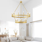 Lustre rond en forme de roue de chariot de style ferme moderne Acroma à 20 lumières de 40 po avec certification UL