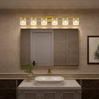 Applique de salle de bain moderne en cristal Acroma à 6 lumières - 45 pouces