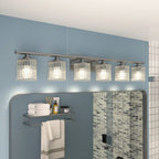 Applique de salle de bain moderne en cristal Acroma à 6 lumières - 45 pouces