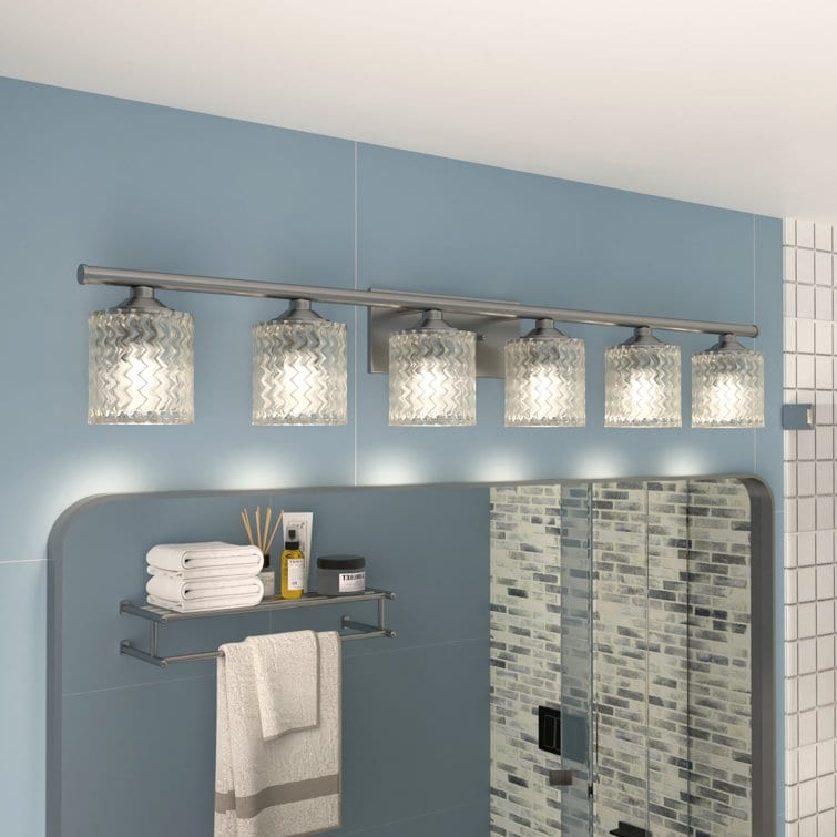 Applique de salle de bain moderne en cristal Acroma à 6 lumières - 45 pouces