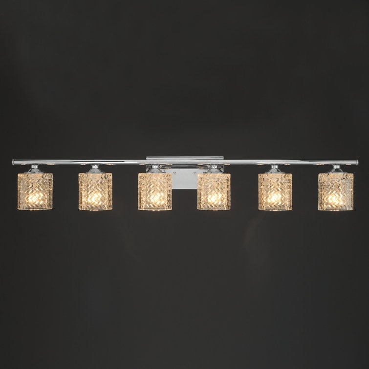 Applique de salle de bain moderne en cristal Acroma à 6 lumières - 45 pouces
