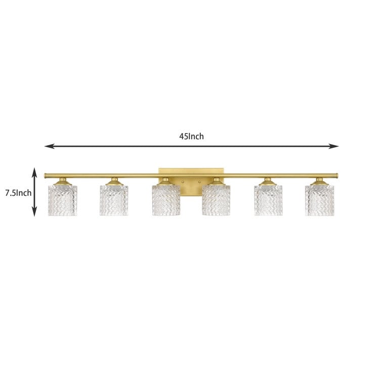 Applique de salle de bain moderne en cristal Acroma à 6 lumières - 45 pouces