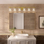Applique de salle de bain moderne en cristal Acroma à 6 lumières - 45 pouces