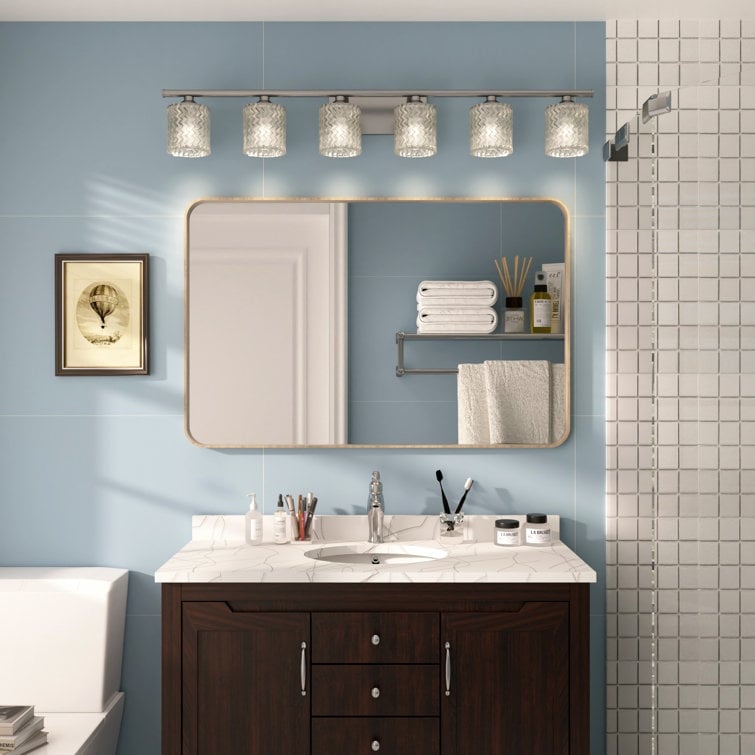 Applique de salle de bain moderne en cristal Acroma à 6 lumières - 45 pouces