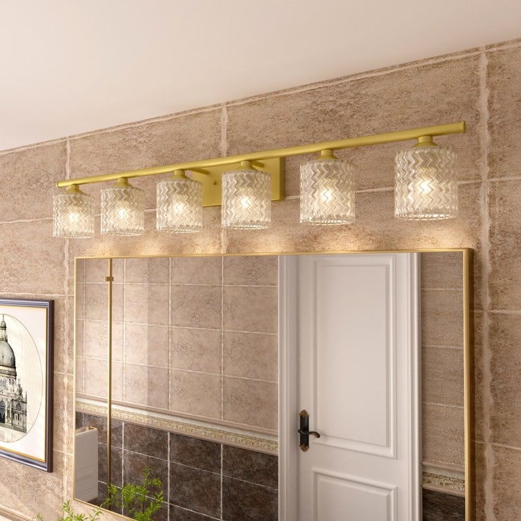 Applique de salle de bain moderne en cristal Acroma à 6 lumières - 45 pouces