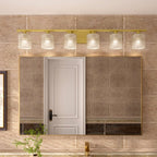 Applique de salle de bain moderne en cristal Acroma à 6 lumières - 45 pouces