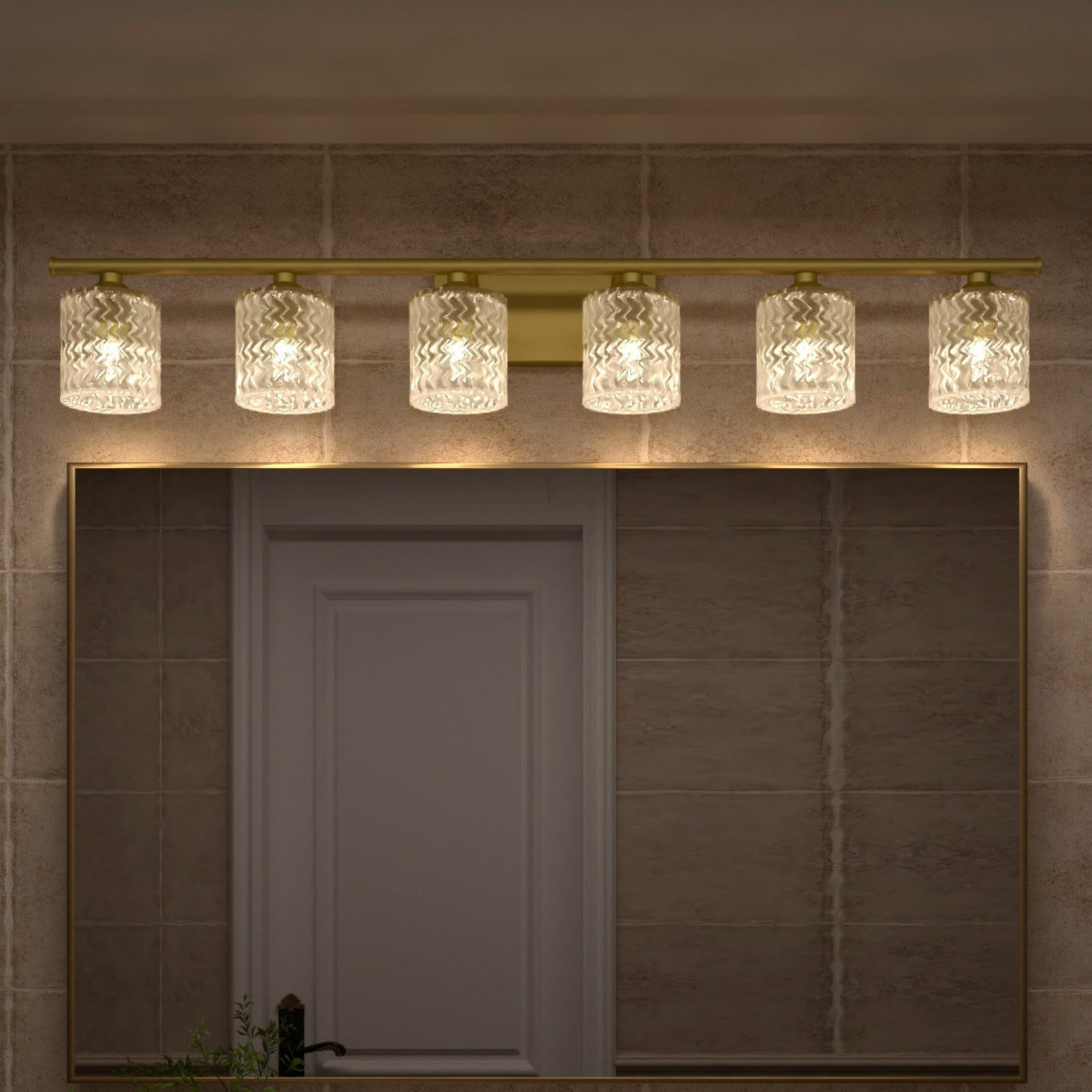Applique de salle de bain moderne en cristal Acroma à 6 lumières - 45 pouces