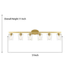 Applique de salle de bain moderne à 6 LED à intensité variable de style milieu du siècle avec verre artistique - 51 pouces