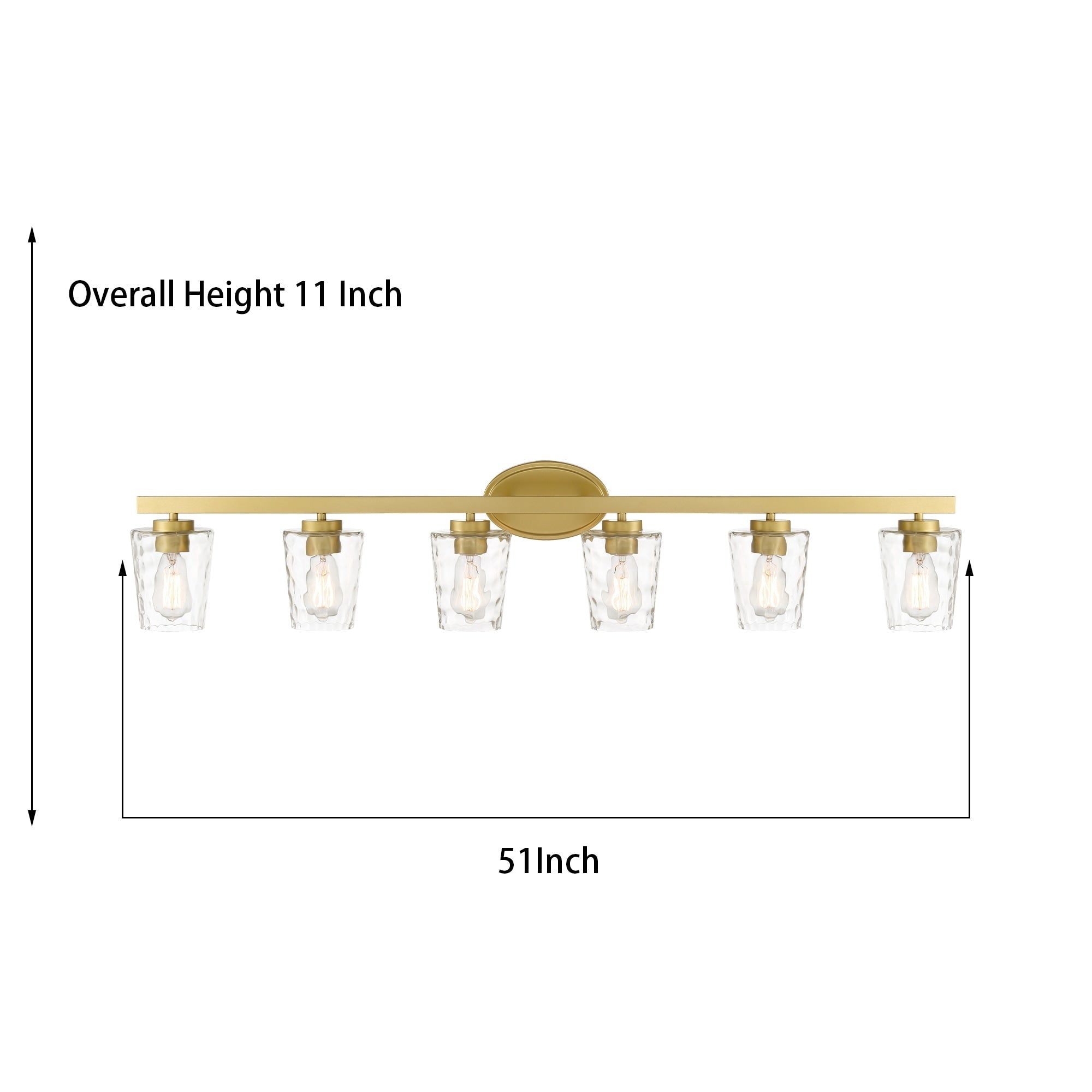 Applique de salle de bain moderne à 6 LED à intensité variable de style milieu du siècle avec verre artistique - 51 pouces