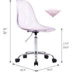 Chaise de bureau pivotante en acrylique à hauteur réglable sans accoudoirs