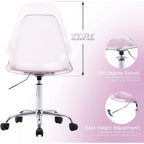 Chaise de bureau pivotante en acrylique à hauteur réglable sans accoudoirs